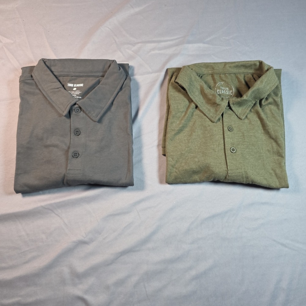 True Classic Polo (2 pack) large L Heather Green, Gray